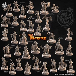 Villagers from Mennesker City Miniatures for Dungeons and Dragons, RPG, Dnd, Pathfinder, Villageois, Jeux de table, Fantastique