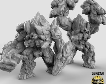 Earth Elemental Miniature | 28mm-32mm | 3D Printed Resin Earth Elemental / Rock Elemental Monster for D&D / Pathfinder | RPG Tabletop