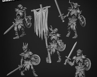 Miniatures de foule de squelettes | 28 mm-32 mm | Horde squelette imprimé en 3D en résine | D&D / Éclaireur