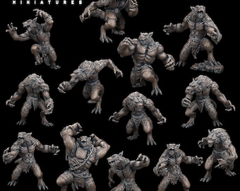 28mm & 32mm, The Great Werewolf Pack, Lycanthrope Figures for RPG and Wargames such as Dnd,