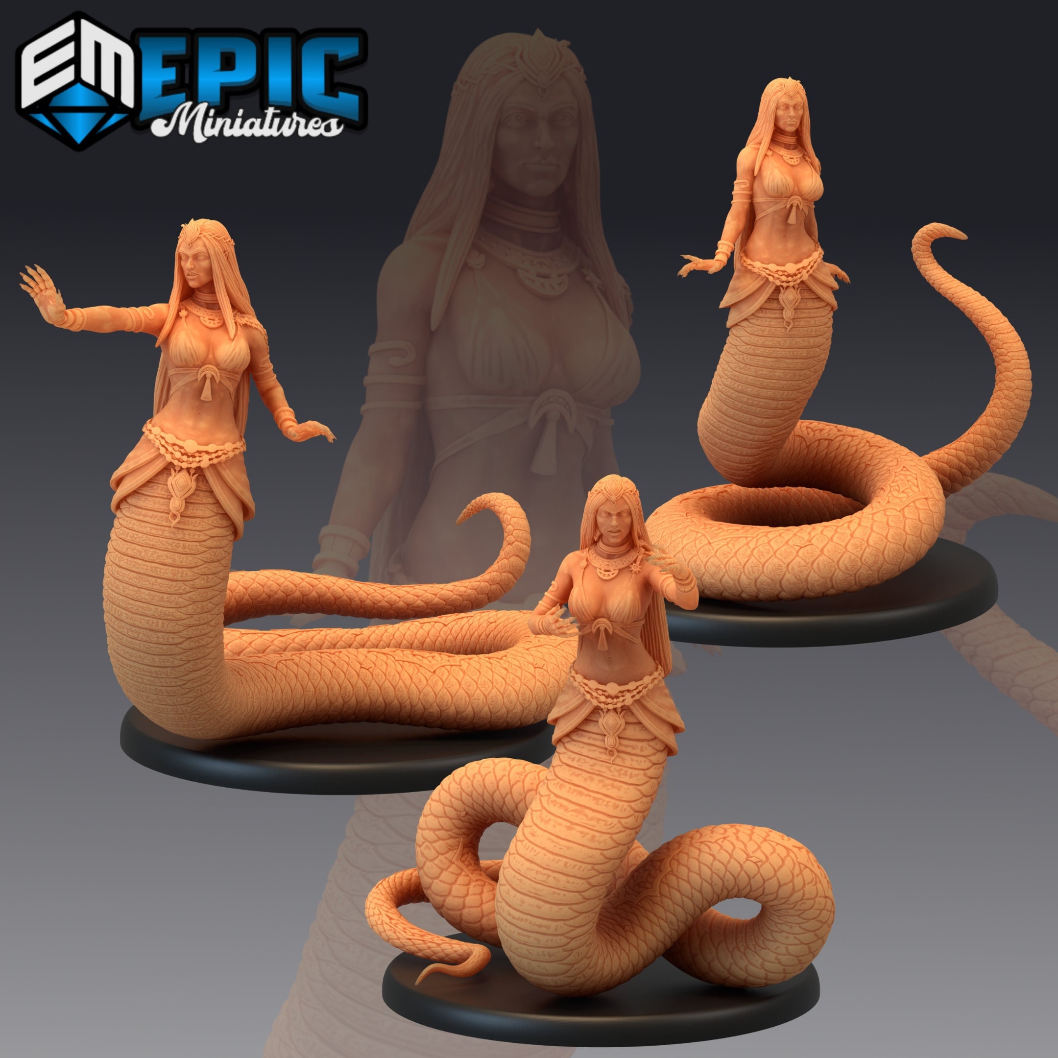 Giant Snake Serpent | Premium 3D Printed Tabletop Miniatures 28mm to 100mm  | dnd 20835