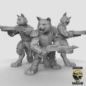 Cat-folk, Catfolk, Catkind Miniature by Duncan Shadow Dnd, Dungeon and Dragon Mini, Tabletop Miniature, Fantasy Miniature
