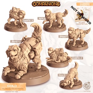 32/28mm Golden Retriever Companion, CastnPlay miniatures , Role Playing Games Miniature, WoW, Dungeon and Dragons, RPG, DnD,Dogs, Puppies.