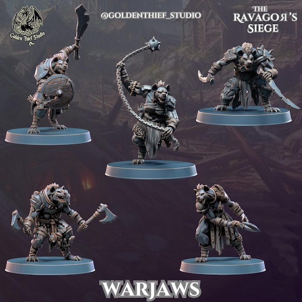 Warjaws Miniatures | 28mm-32mm | Resin 3D Printed Gnoll Warriors | D&D / Pathfinder
