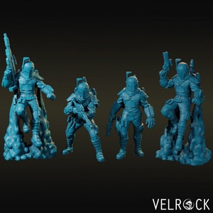 Armored Bounty Hunters Sci perfect for any Scifi game from Velrock miniature, Miniature model,