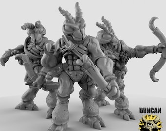 Thri-kreen Miniature Set | 28mm-32mm | 3D Printed Resin Thri-kreen Bugfolk Warriors for D&D / Pathfinder | RPG Tabletop