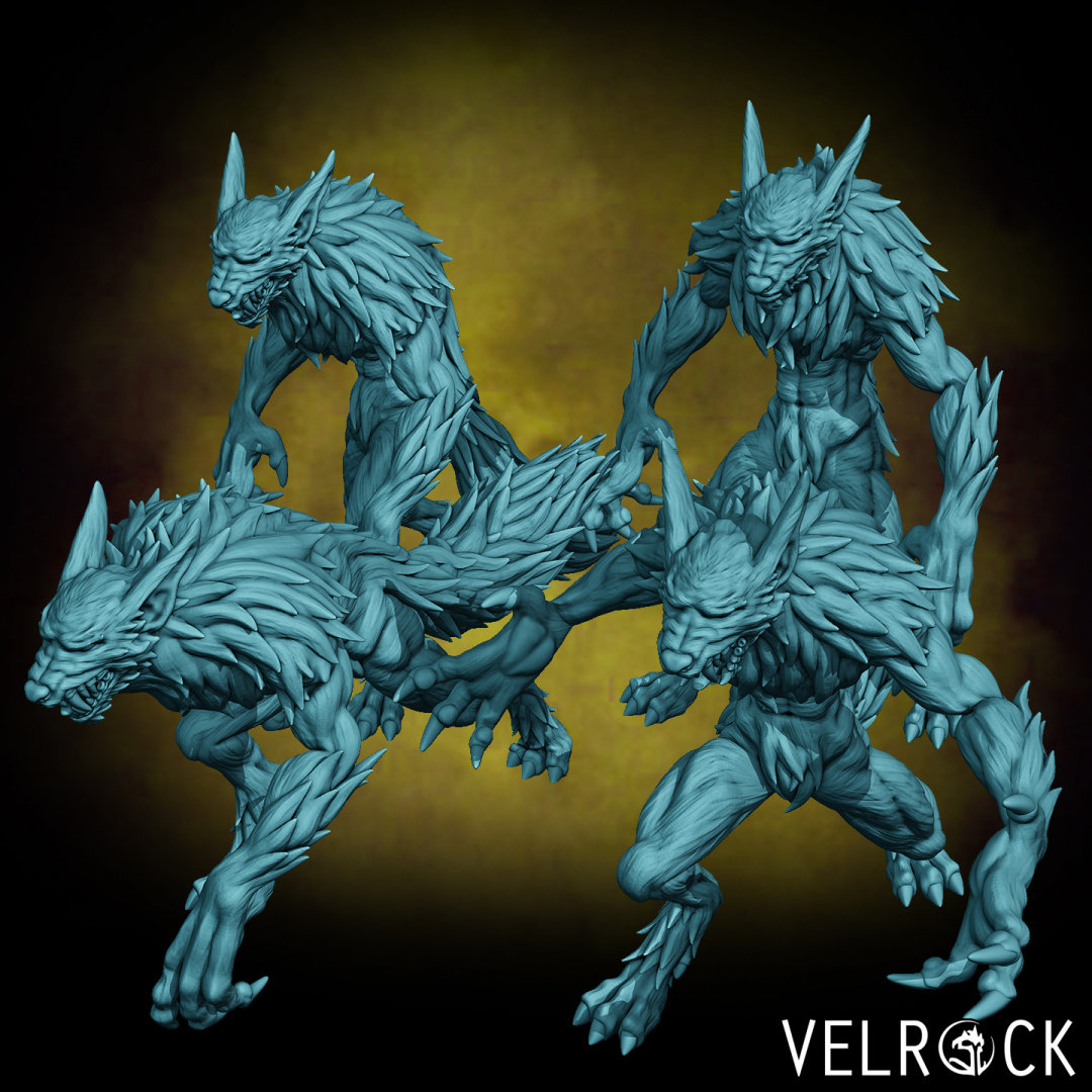 Werewolf Miniature by Velrock miniatures, 28mm scale Werewolf, 32mm scale werewolf, dnd werewolf, tabletop gaming werewolf set