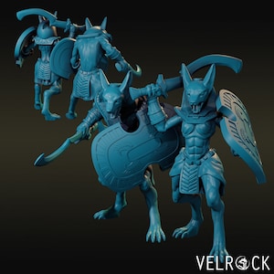 Anubis warrior set 3 28mm and 32mm scale designed by Velrock Miniatures, Tabletop miniature for Wargaming,