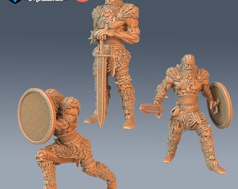 Berserker Viking Miniature Set | 28mm-32mm | 3D Printed Resin Viking Berserkers / Northman Raiders for D&D / Pathfinder | RPG Tabletop