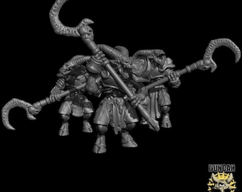 Devil Warrior Miniature Set (Hooks) | 28mm-32mm | 3D Printed Resin Devil Hook Fighters for D&D / Pathfinder | RPG Tabletop
