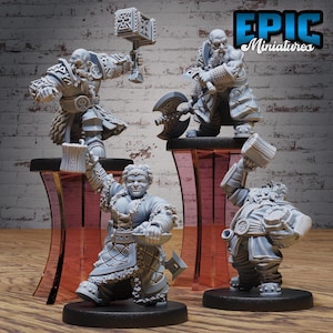 Dwarf Tribe Miniature Set | 28mm & 32mm Scale Hardy Warrior Figures for DnD, Pathfinder, Tabletop RPGs, and Fantasy Adventures