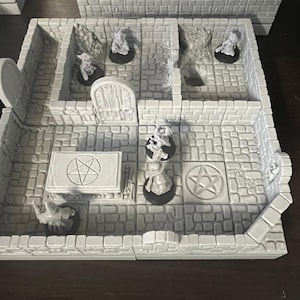 Modular Dungeon Tile Set – Ritual Room Terrain for DnD and Tabletop RPG Scenery with Optional Miniatures
