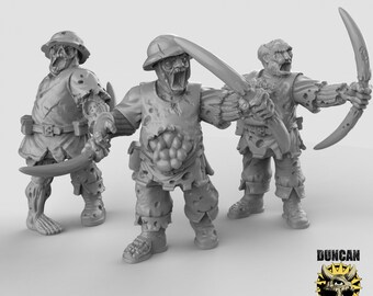 Townfolk Zombie Miniature Set | 28mm-32mm | 3D Printed Resin Townfolk Zombies / Undead Horde for D&D / Pathfinder | RPG Tabletop