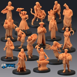 Villager Collection 318-325, Medium Miniature, Epic miniature, Dungeon and Dragons, RPG, Dnd, Pathfinder, Dnd Fathers Day gift