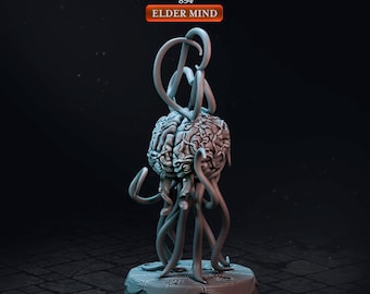 The Elder Mind Miniature | Halloween Season Collection | 28mm-32mm | 3D Printed Resin Eldritch Brain / Horror Monster for D&D / Pathfinder