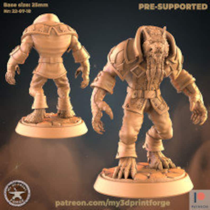 Werewolf Leader Werewolf Leader Miniature | 28mm-32mm | Resin 3D Printed Lycanthrope ...