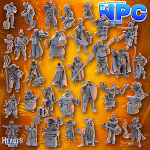 NPC Dorfbewohner Miniaturen - 28 mm / 32 mm Fantasy Städter für Mittelalterliche DnD & RPGs Kriegsspiele