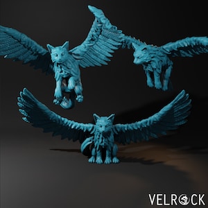 Aerifeline/ Celesticat by Velrock miniature in both 32mm scale and 28mm scale, small familiar cat, cat familiar, Small Dragon, pet cat mini