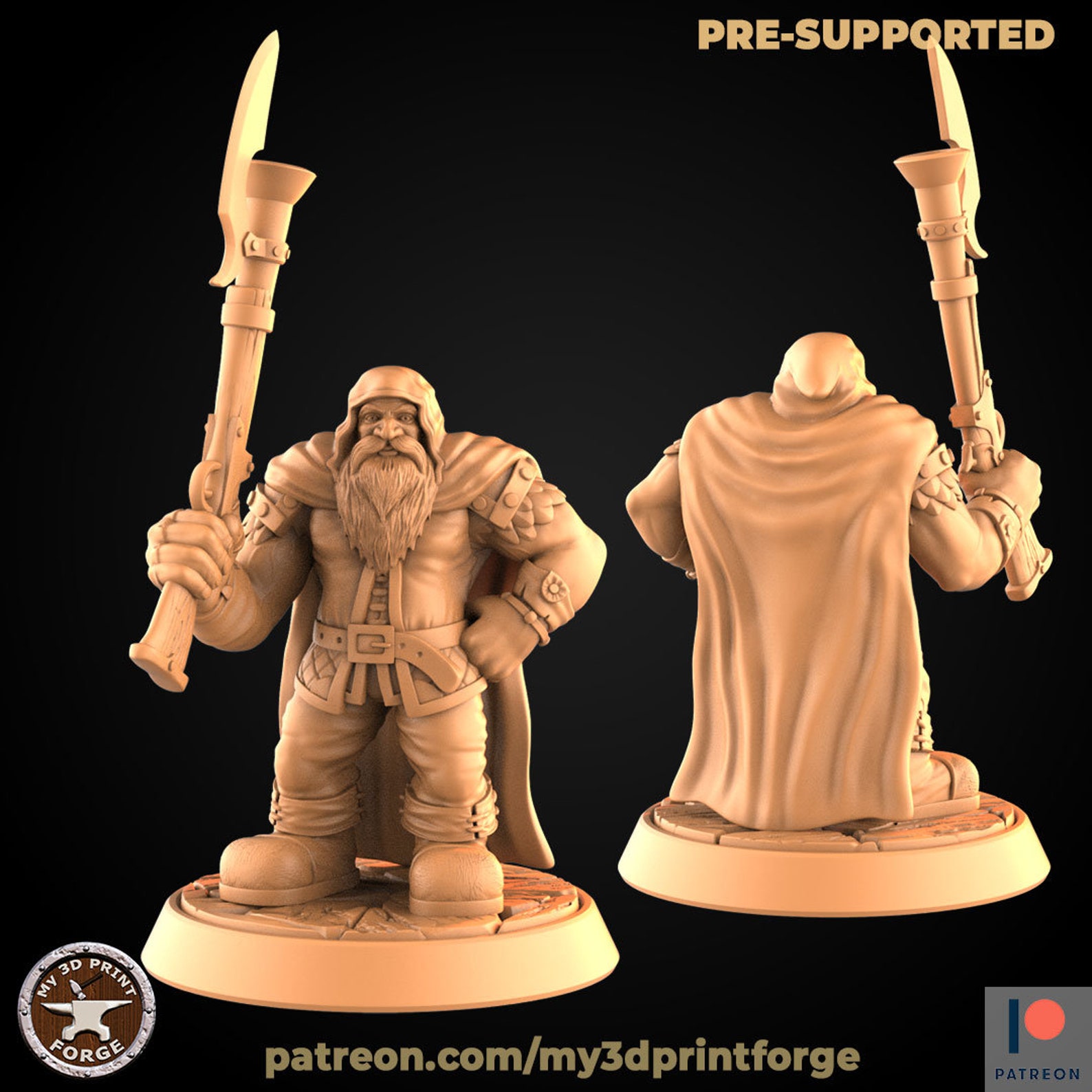 Dwarf Ranger Miniature | 28mm-32mm | Resin 3D Printed Ranger | D&D ...