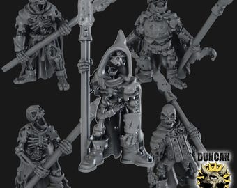 Ensemble de figurines Spearman squelette | 28 mm-32 mm | Lanciers squelettes morts-vivants en résine imprimés en 3D pour D&D / Pathfinder | RPG de table