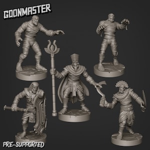 Mummy Bundle G0098-G0102  ,Goon Master, Medium Miniature, Dungeon and Dragons, RPG, Dnd, Pathfinder, Dnd, Dnd Mummy, Dnd Desert Monster