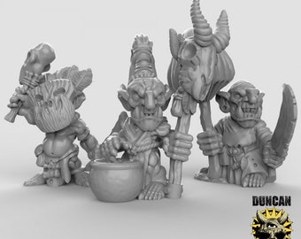 Goblin Shaman Miniature | 28mm-32mm | Unpainted Resin Goblin Shaman / Wizard / Sage for D&D / Pathfinder | RPG Tabletop