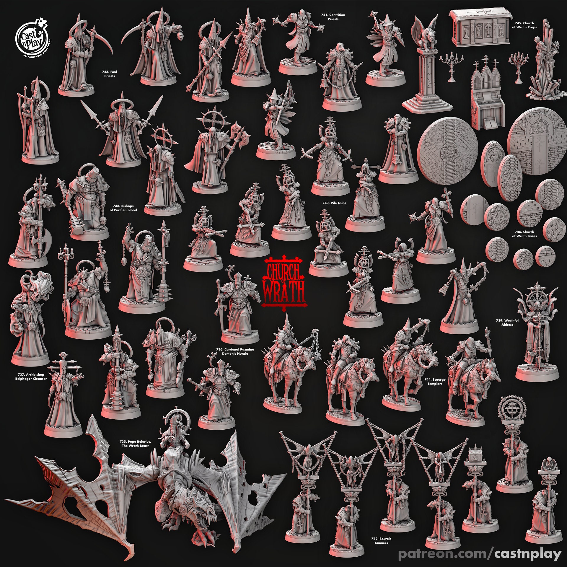 Vile Nuns Miniatures | 32mm | Resin 3D Printed Evil Nun Zealots