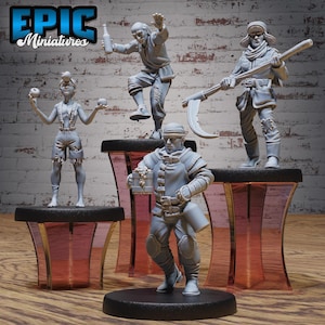 Human Villager NPC Miniature Set | 28mm & 32mm Tavern Townsfolk Figures - Bartender, Patrons, Waitstaff for DnD, Pathfinder, RPGs, Farmer