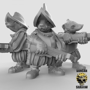 D0007-D0009 Badger-folk, Badger Archer, Dnd Badgerfolk, Badger Crossbow, Badger Ranger, Badger Scientist, badger Miniature, Dnd Badger folk