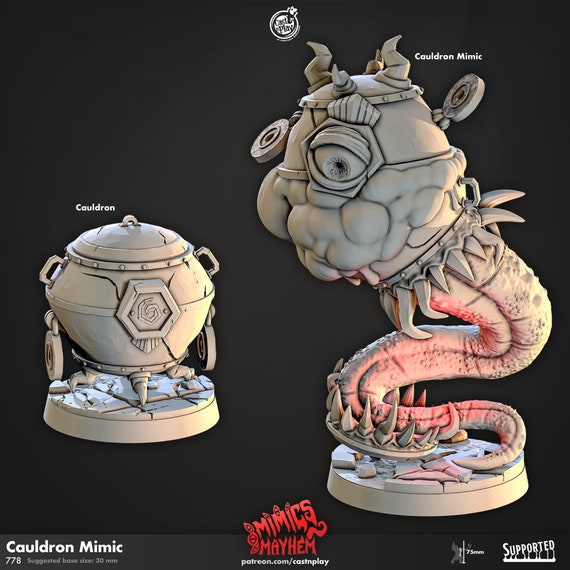 Cauldron Mimic Miniature | 32mm | 3D Printed Resin Large Mimic Monster for  D&D / Pathfinder | RPG Tabletop - Etsy
