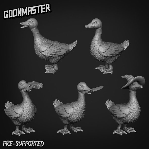 Duck Familiar, by Goons Dnd, Dungeon and Dragon Mini, Tabletop Miniature, Miniature, Fantasy Miniatures,