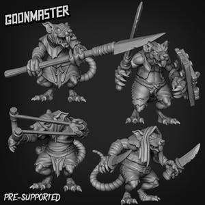Ratfolk Ranger Miniature for 28mm and 32mm Scale Games - Dungeons and Dragons, Pathfinder, ratfolk Guard, Rat-folk miniature