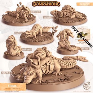32/28 mm The Crocodile Companion, CastnPlay-miniaturen, Role Playing Games Miniature, WoW, Dungeon and Dragons, RPG, DnD, Reptile.