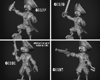 Piratenminiaturen papegaaienvolk | 32 mm | 3D-geprinte hars vogelvolk piraten | D&D / Pathfinder