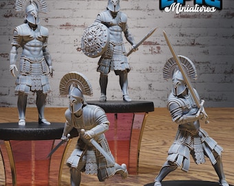 Olympischer Soldat Miniatur | 28mm-32mm | 3D Gedruckter Resin griechischer Soldat / spartanischer Krieger für D&D / Pathfinder | Rollenspiel-Tabletop