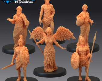Griechische und Römische Ruinen Statuen Set | Harz 3D Gedruckte Gelände Statuen | D&D / Pathfinder