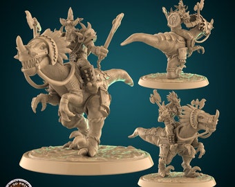 Troll Shaman Rider Miniature / 28 mm-32 mm / Resina Stampata in 3D Sciamano Montato / D&D / Pathfinder
