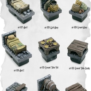 Dungeon Furniture & Decor Set – Modular Interior Tiles for DnD Barracks, Taverns, and Tabletop RPG Rooms