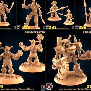 Goblin and human Pirate set 1, by My3DprintForge Dnd, Dungeon and Dragon Mini, Tabletop Miniature, Dnd Mini, Pirate army, Pirates miniature