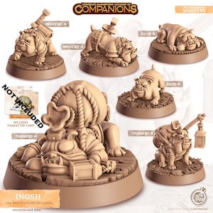 32/28mm English Bulldog Companion, CastnPlay miniatures , Role Playing Games Miniature, WoW, Dungeon and Dragons, RPG, DnD,Dogs, Puppies.