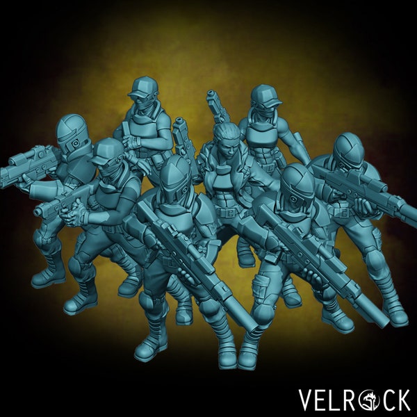 Guardsmen Style 2 set 2 Sci fi Guards perfect for any Scifi game from Velrock miniature, Miniature model,