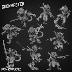 Ratfolk Assassin voor 28 mm en 32 mm schaalspellen - Dungeons and Dragons, Pathfinder, Ratfolk Guard, Rat-Folk-miniatuur