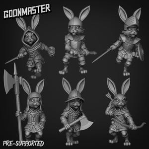 Rabbit-folk miniature set 2, by Goons Dnd, Dungeon and Dragon Mini, Tabletop Miniature, Miniature, Fantasy Miniatures, Bunnyfolk Miniature