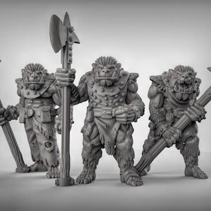 BugBear spearmen Miniature by Duncan Shadow Dnd, Dungeon and Dragon Mini, Tabletop Miniature, Fantasy Miniature, Bugbear, dnd Bugbears,
