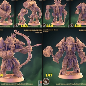 Tauren, Cow-folk set 2  shamans, by My3DprintForge Dnd, Dungeon and Dragon Mini, Tabletop Miniature, Dnd Mini, Dungeon and Dragon models,