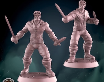Menschen Schurke Thürer Miniatur | 28mm-32mm | 3D Gedruckte Resin Fantasy Mini für D&D / Pathfinder | Rollenspiel-Tabletop