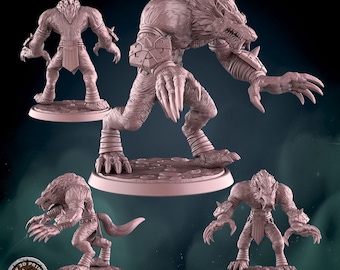 Werewolf Set Miniatures | 28mm-32mm | 3D Printed Resin Fantasy Minis for D&D / Pathfinder | RPG Tabletop