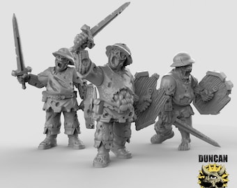 Townfolk Zombie Miniature Set | 28mm-32mm | 3D Printed Resin Townfolk Zombies / Undead Horde for D&D / Pathfinder | RPG Tabletop