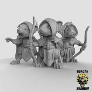 D0325-D0327 Duncan Shadow Mouse folk Ranger Dnd, Dungeon and Dragon Mini, Tabletop Miniature, Fantasy Miniatures, Mouse-folk Archer