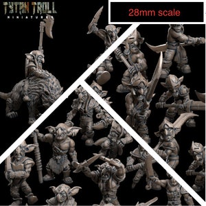 28mm scale Goblin Battle Horde Bundle Deal, Medium Miniatures, TytanTroll Minitures, Dungeon and Dragons, RPG, Dnd, Pathfinder, Gobliins